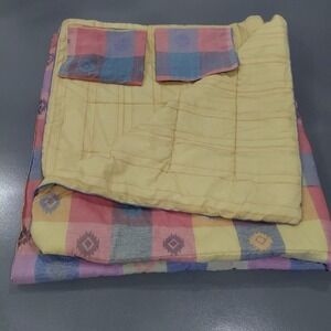 Vintage WestPoint Stevens Aztec QUEEN Comforter 2 Pillow Shams Pastel Southwest